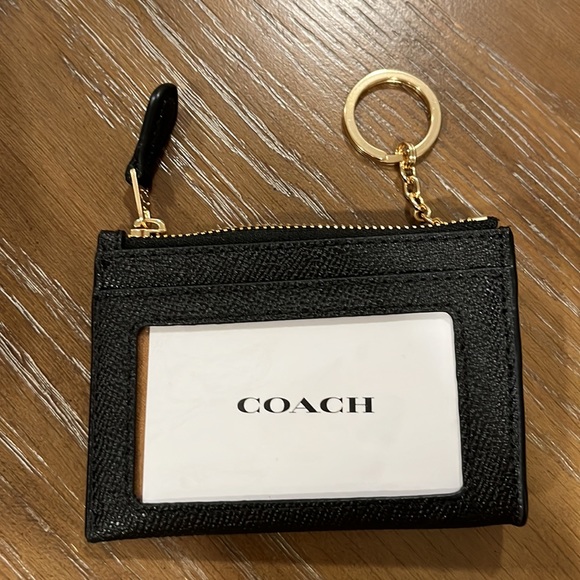 COACH Mini Skinny ID Case Card Coin Key Slit Wallet F88250 BLACK - Picture 7 of 12